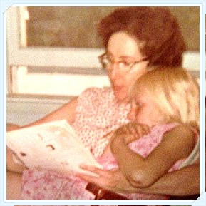 photo of Kristin Kladstrup being read to by her mother